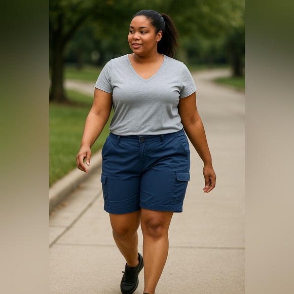 Sonoma Life + Style Bermuda Cargo Shorts Blue Women’s Size 16 - Picture 2 of 10